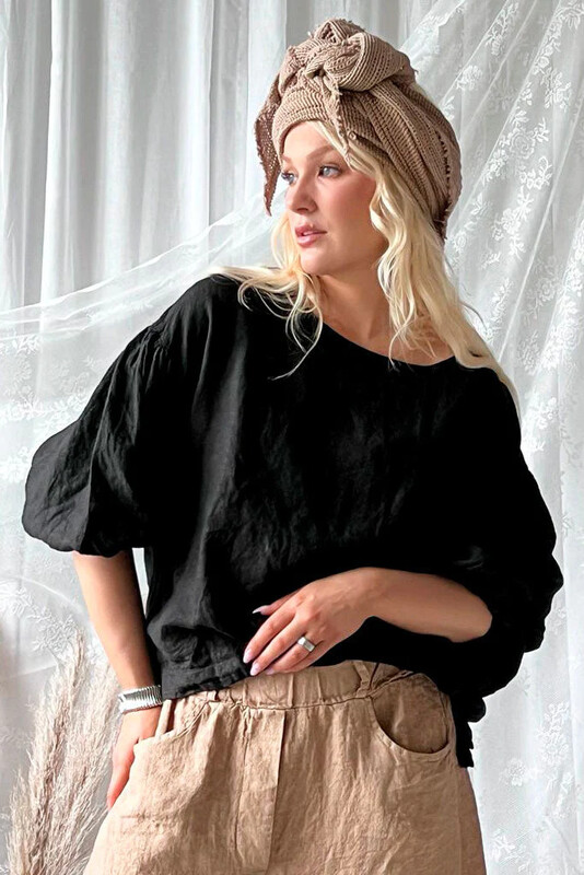 DESIREE Linen Blouse, black DESIREE Linen Blouse, black