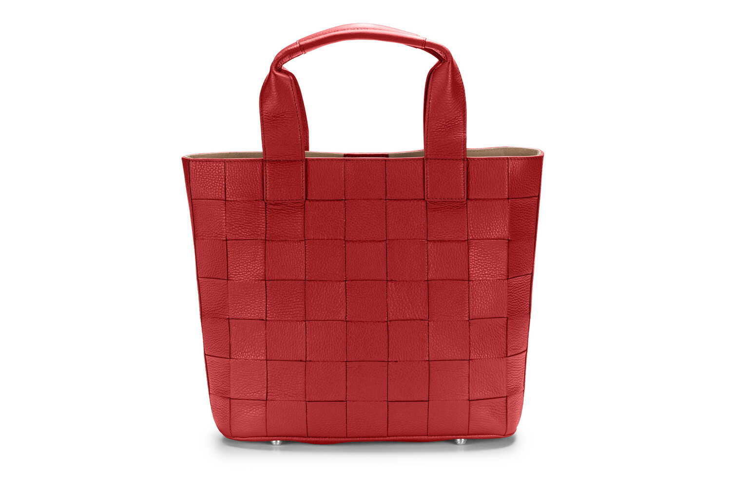 KLARA genarbtes Leder  rot - silber