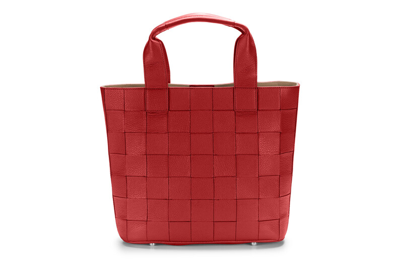 KLARA genarbtes Leder rot - silber KLARA genarbtes Leder rot - silber
