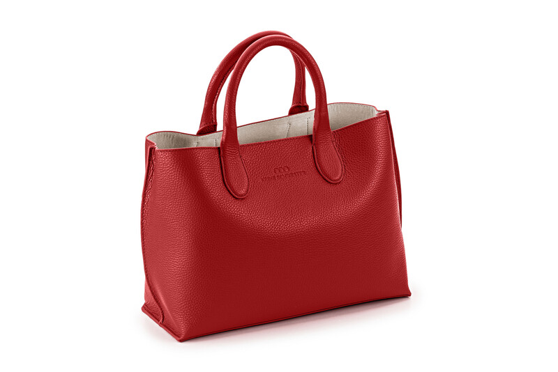 MARTJE genarbtes Leder rot - silber MARTJE genarbtes Leder rot - silber