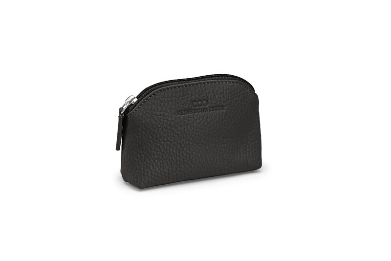 Schlüsseltasche genarbtes Leder schwarz - silber Schlüsseltasche genarbtes Leder schwarz - silber
