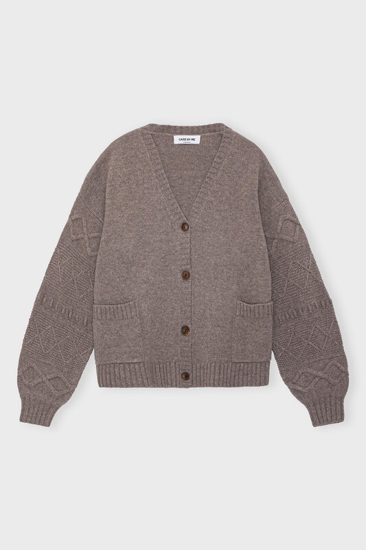 HELENA CARDIGAN, dusty brown melange