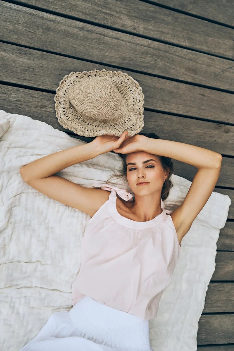LAURA TIE TOP, pale rose