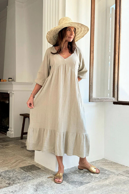 LOUELLA Cotton Dress, beige LOUELLA Cotton Dress, beige