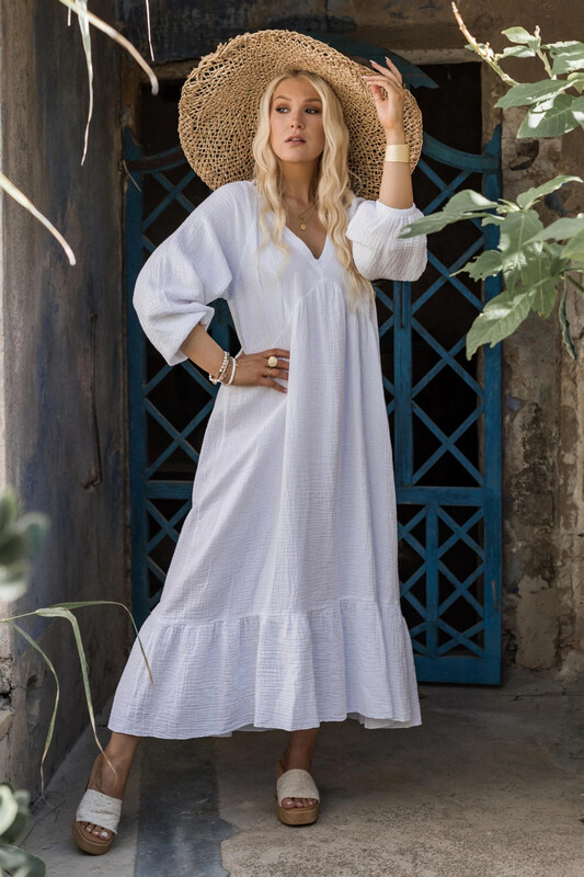LOUELLA Cotton Dress, white LOUELLA Cotton Dress, white
