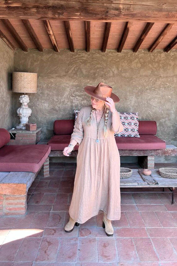 MARENE Linen Dress, caramel