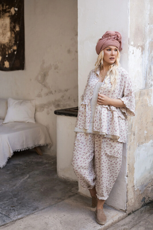BUBBLE Linen Pants, floral sand BUBBLE Linen Pants, floral sand
