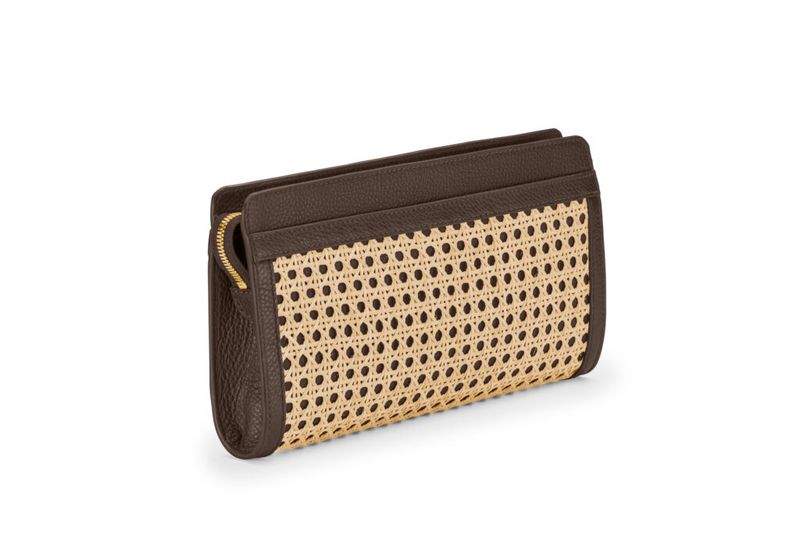 TRAGBAR XL CLUTCH WIENER GEFLECHT, dunkelbraun - gold TRAGBAR XL CLUTCH WIENER GEFLECHT, dunkelbraun - gold