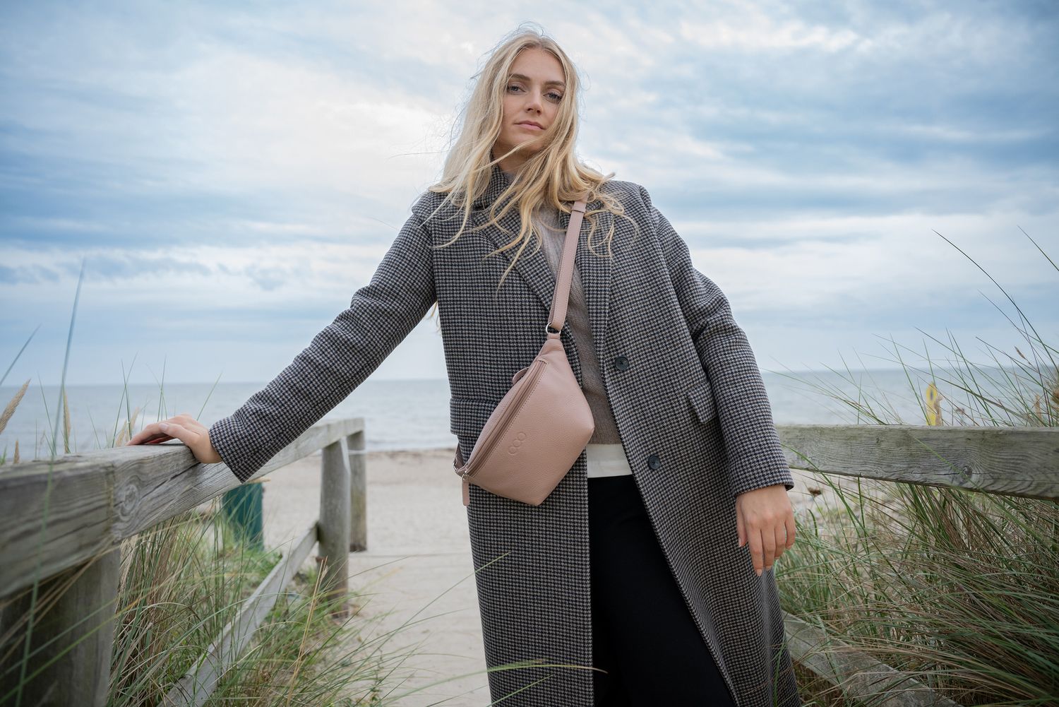 MAXI KIM genarbtes Leder  altrosa - silber