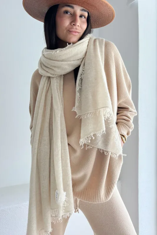 CASHMERE LOVE Strickschal, beige CASHMERE LOVE Strickschal, beige