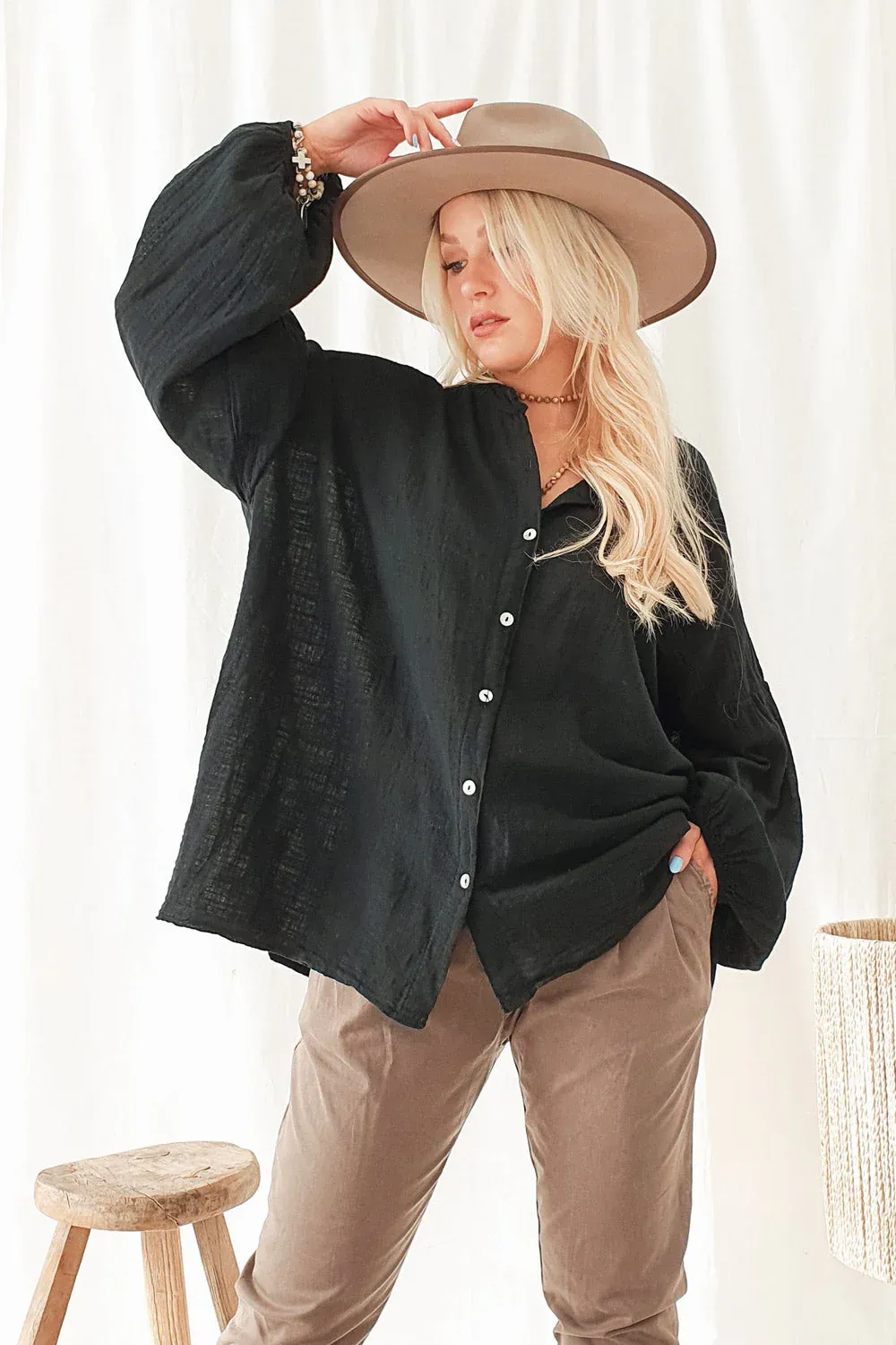CHALKY COTTON SHIRT, black