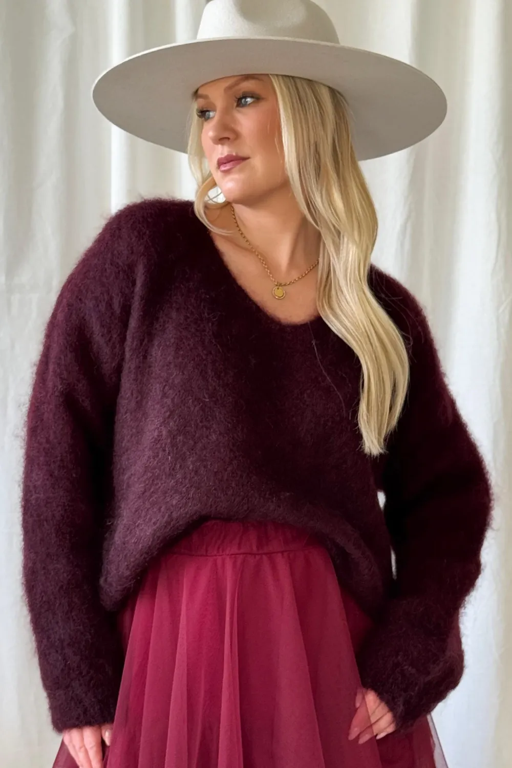 Mohair Heaven Jumper, red wine