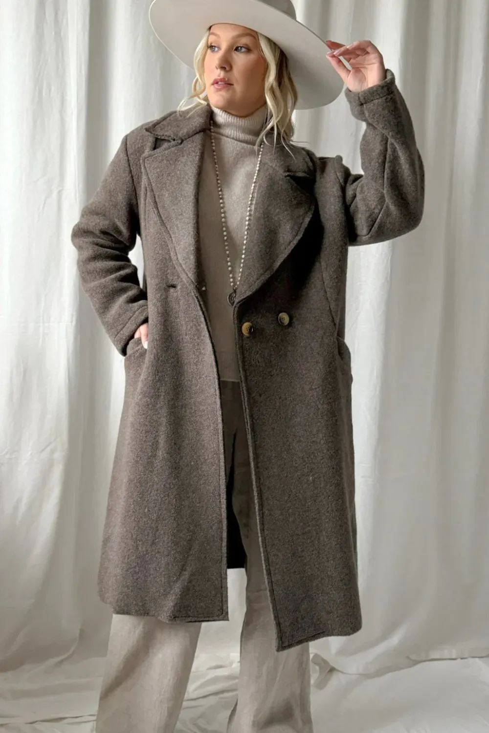 MOLLY WOOL COAT, coffee