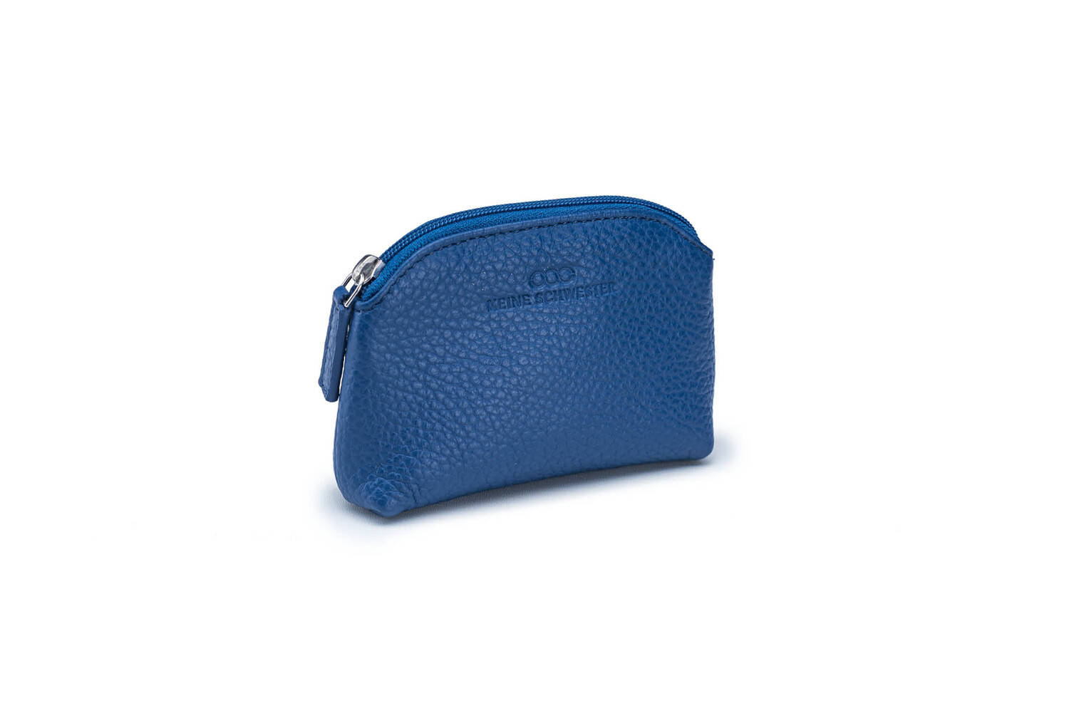 Schlüsseltasche  genarbtes Leder royalblau - silber
