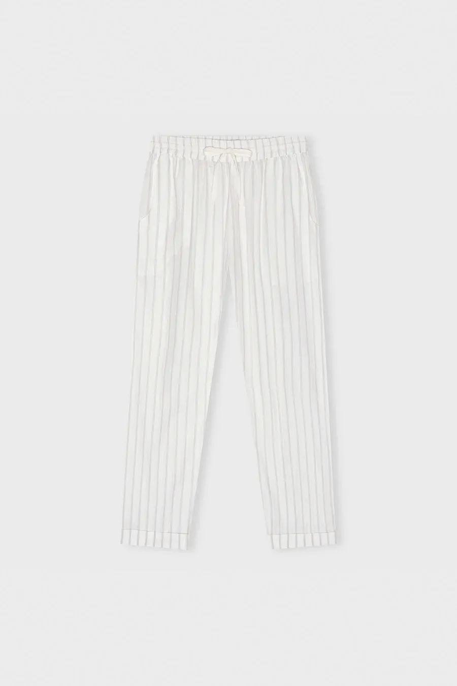 LAURA PANTS CASUAL, pure white / nordic grey stripe