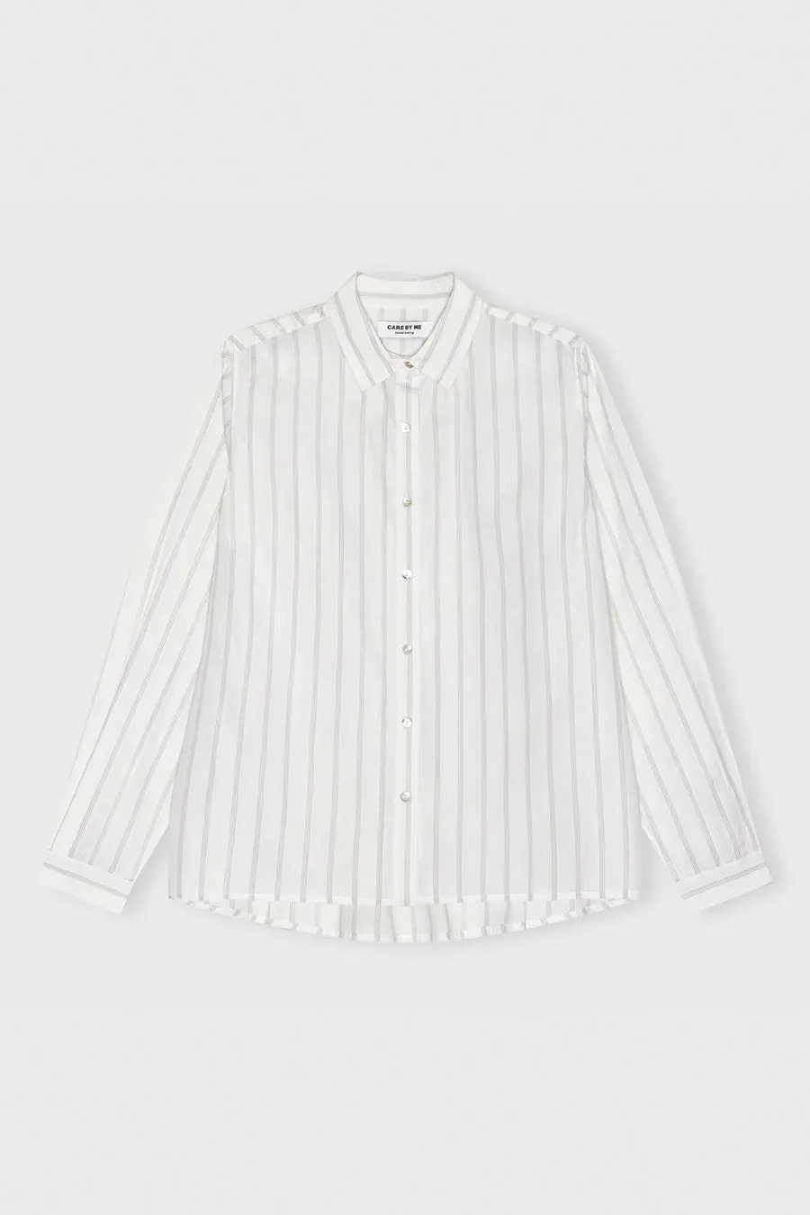 LAURA CLASSIC SHIRT, pure white / nordic grey stripe