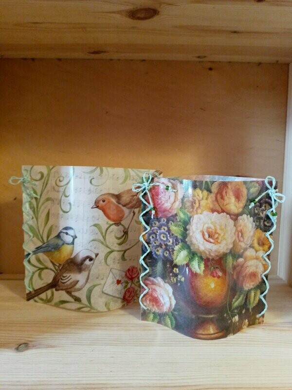 Windlicht laminiert Blumen antik