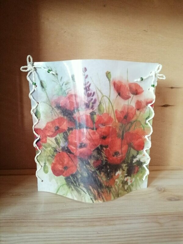 Windlicht laminiert Mohnblume