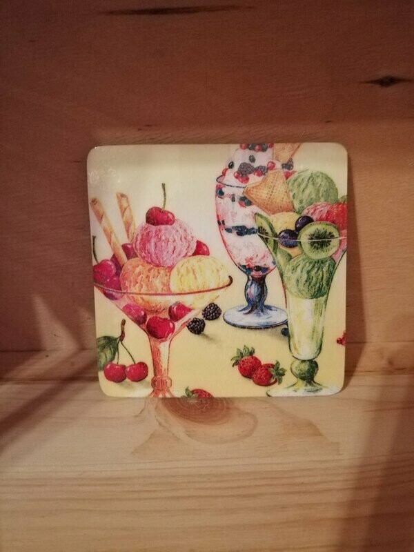 Glasuntersetzer Motiv/3 Eisbecher