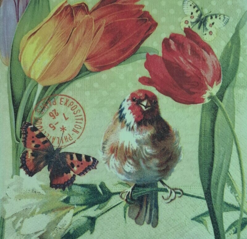 Serviette Vogel zwischen Blumen
nur für Sonderanfertigung/Windlicht-laminiert