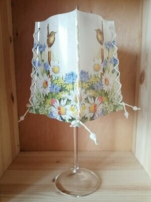 Windlicht 4-seitig für Rotweinglas/Bordauxglas
Vogel mit Blumen