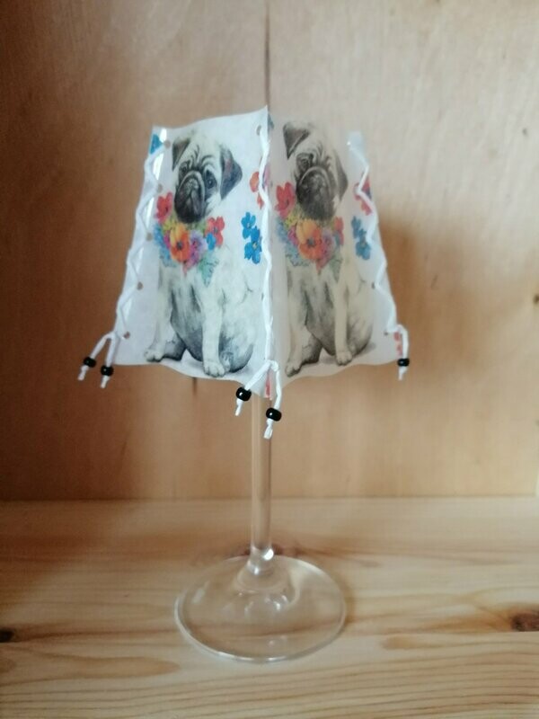 Windlicht 4-seitig für Likörglas Hund