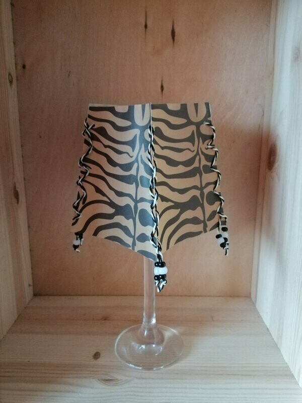 Windlicht Papier 4-seitig für Weißweinglas Tieger-Muster
