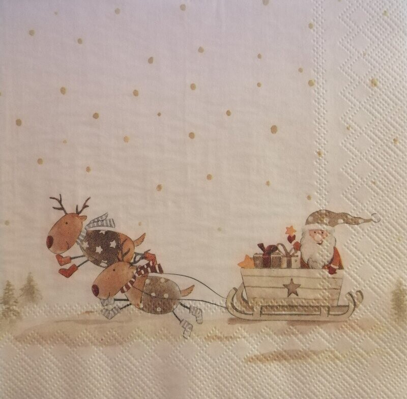 Serviette Rehe ziehend Weihnachtsmann
nur für Sonderanfertigung/Windlicht-laminiert