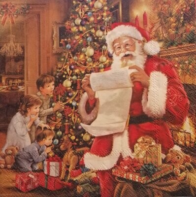 Serviette Weihnachtsmann mit Kinder
nur für Sonderanfertigung/Windlicht-laminiert