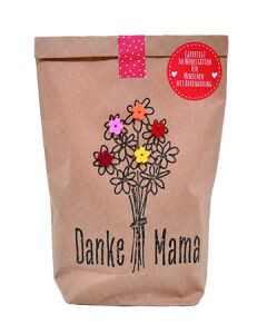 Danke Mama Wundertüte mit Filzblüten Strauß