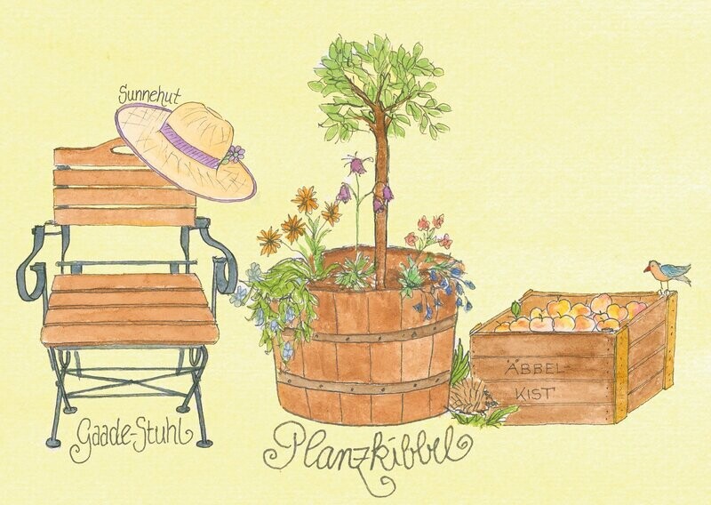 Postkarte: "Äbbel gerobbt"