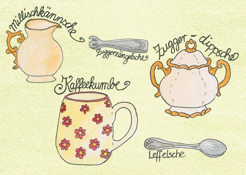 Postkarte: "Kaffee trinkge"