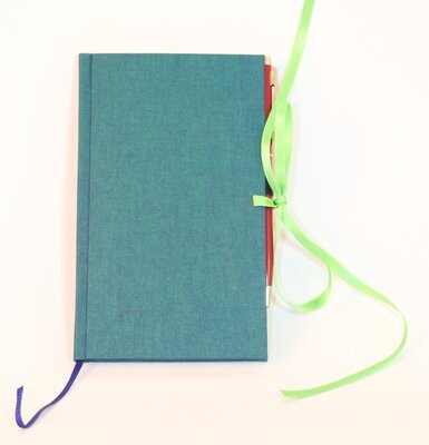 Notizbuch für die Tasche (grün-blau mit Kuli)