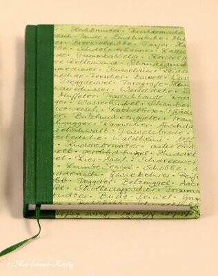 Notizbuch für die Tasche in Halbgewebe mit Rhoihessebabier (d'grün)