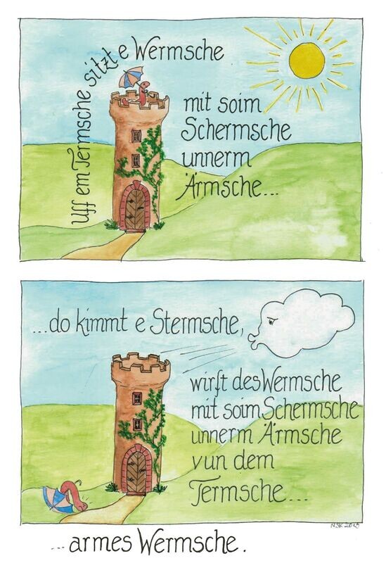 XL-Postkarte: XL-Postkarte: "Es Wermsche uff em Termsche..."