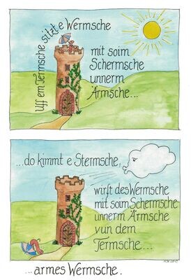 XL-Postkarte: "Es Wermsche uff em Termsche..."