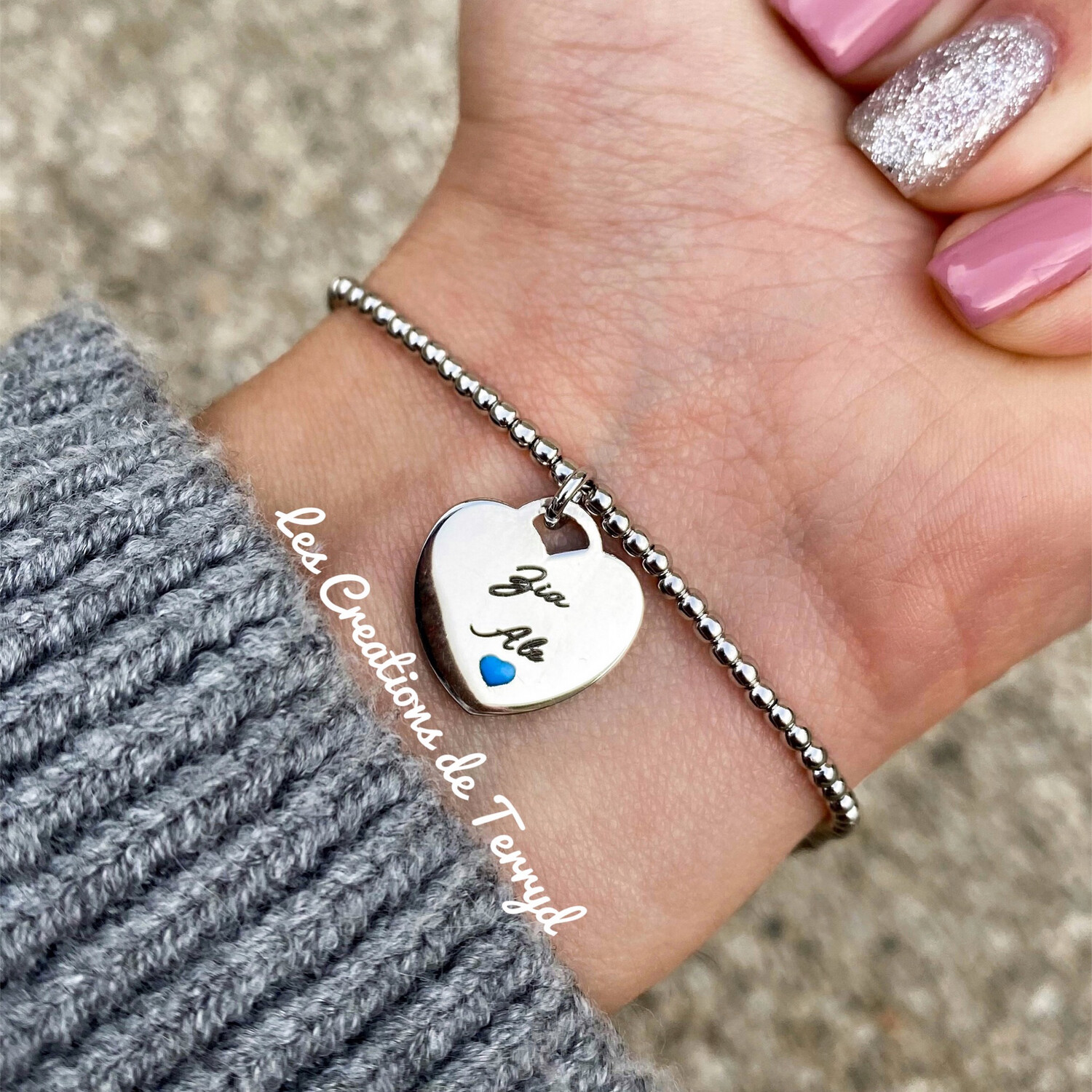 Bracciale con ciondolo cuore personalizzato
