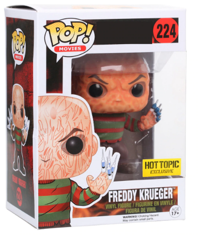 Funkob Pop: NIGHTMARE ELM STREET FREDDY KRUEGER #224 Aghi Per Le Dita Hot Topic Con La Scatola Originale