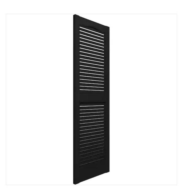 Builders Edge 12&quot; X 52&quot; In Louvered Vinyl Exterior Shutters 002 Black2 Pack