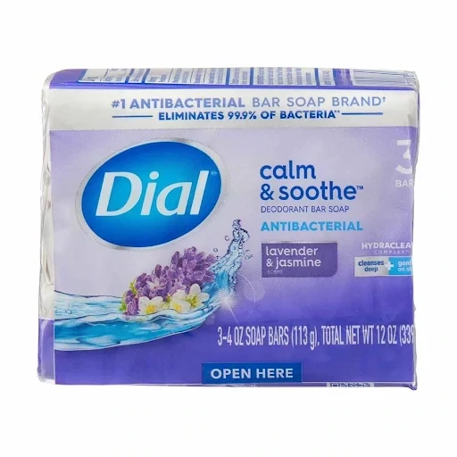2 Packs Dial Calm &amp; Soothe Antibacterial Deodorant Bar Soap, Lavender &amp; Jasmine, 4 oz, 3 Bars ( Dial Complete with a new look) 6 Total