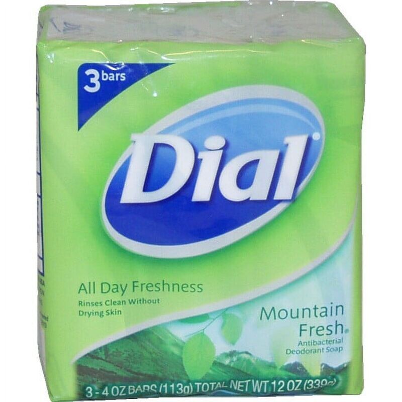 2 Pack Dial Antibacterial Deodorant Bar Soap, Mountain Fresh, 4 oz, 3 Bars