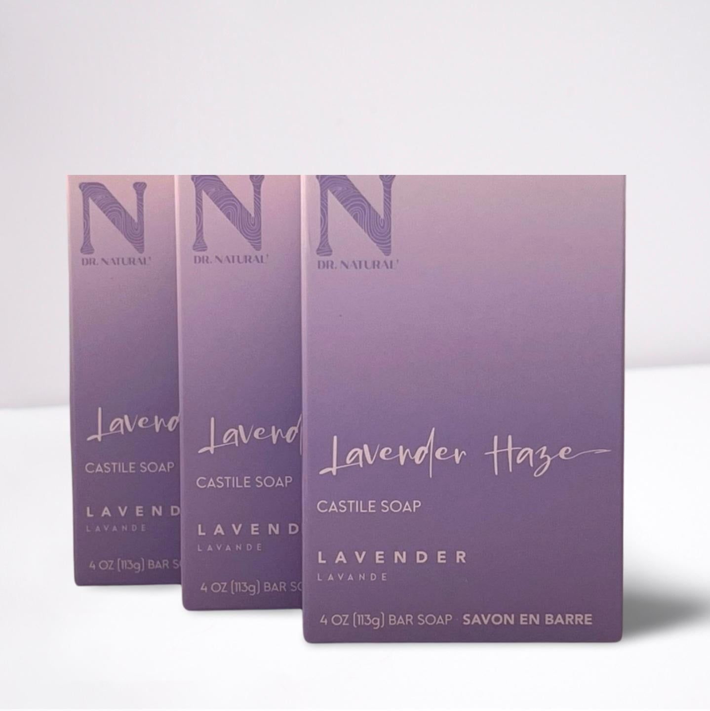 DR Natural&#39;s Lavender Haze Castile Soap 3 Pk of 4 oz (133g) x3 Crafted for All skin types