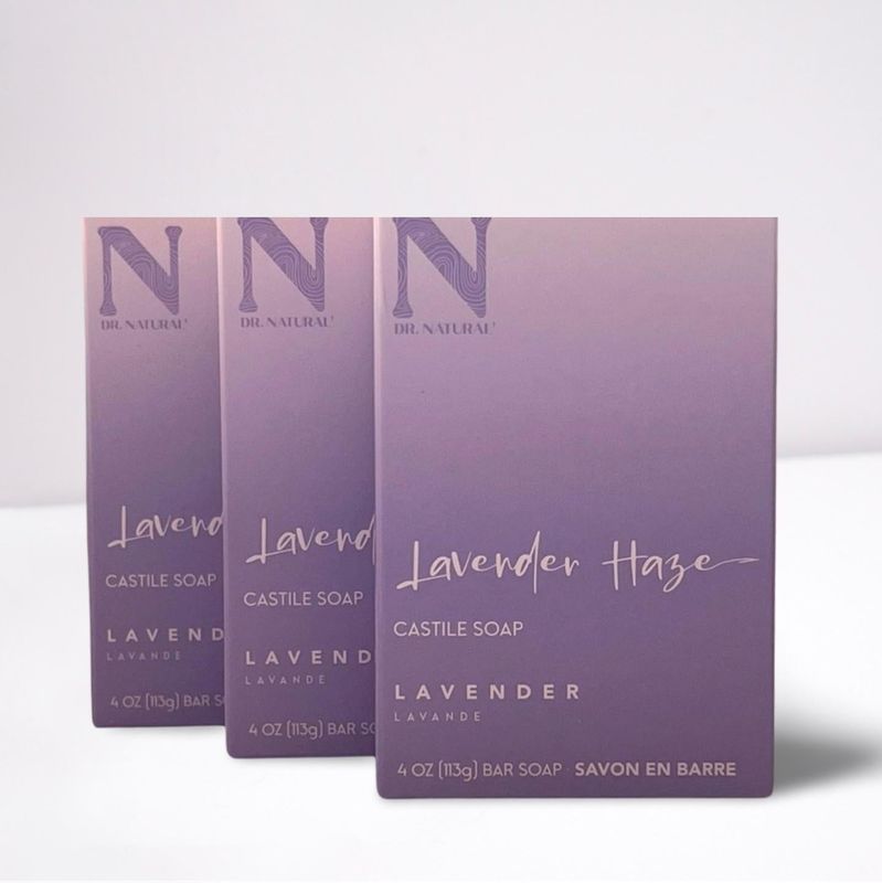 DR Natural&#39;s Lavender Haze Castile Soap 3 Pk of 4 oz (133g) x3 Crafted for All skin types
