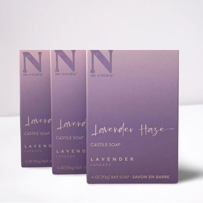 DR Natural&#39;s Lavender Haze Castile Soap 3 Pk of 4 oz (133g) x3 Crafted for All skin types
