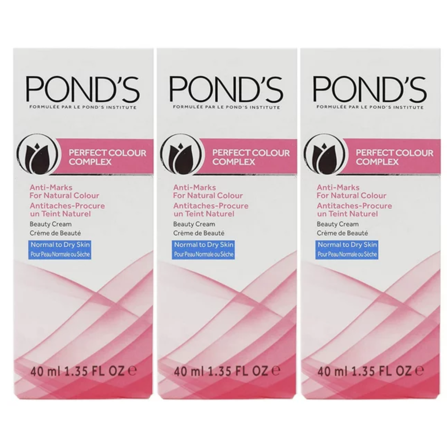 Pond&#39;s Perfect Color Beauty Cream, Anti-Marks Beauty Cream &amp; Moisturizer, Normal to Dry Skin, 1.35 FL. Oz (40ML) Pack Of 3