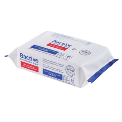 2 Pack Bactive Multi-Purpose Disinfectant Wipes 80 wipes per bag (2 Pack)