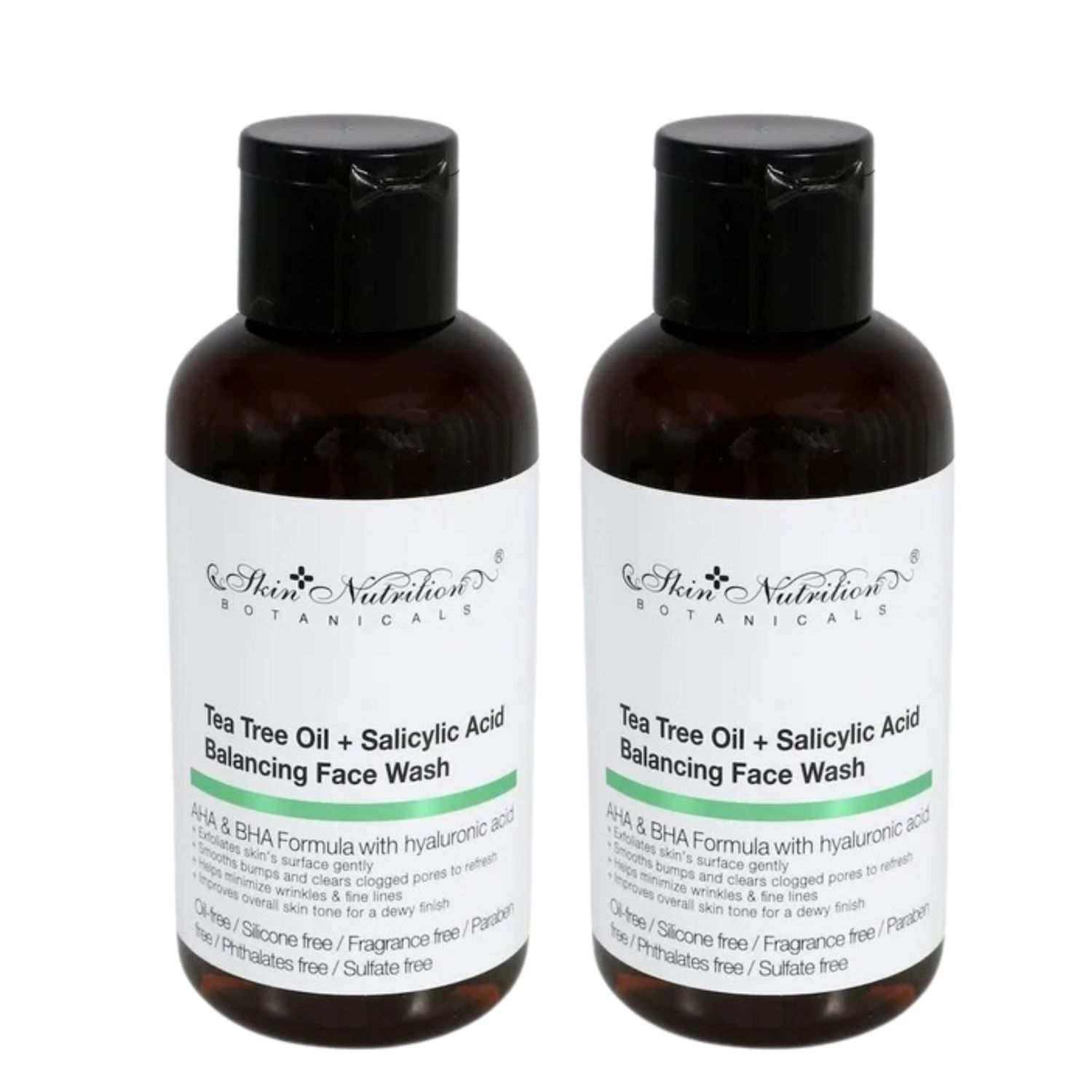 Skin Nutrition Botanicals - Tea Tree Oil + Salicylic Acid Balancing Face Wash 4oz (118ml), 4 Ounce 2 pack