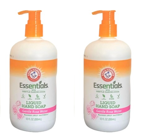 ARM &amp; HAMMER ESSENTIALS With Gentle Baking Soda, Gentle Rose Water Liquid Hand Soap, 12 oz (2 Pack)