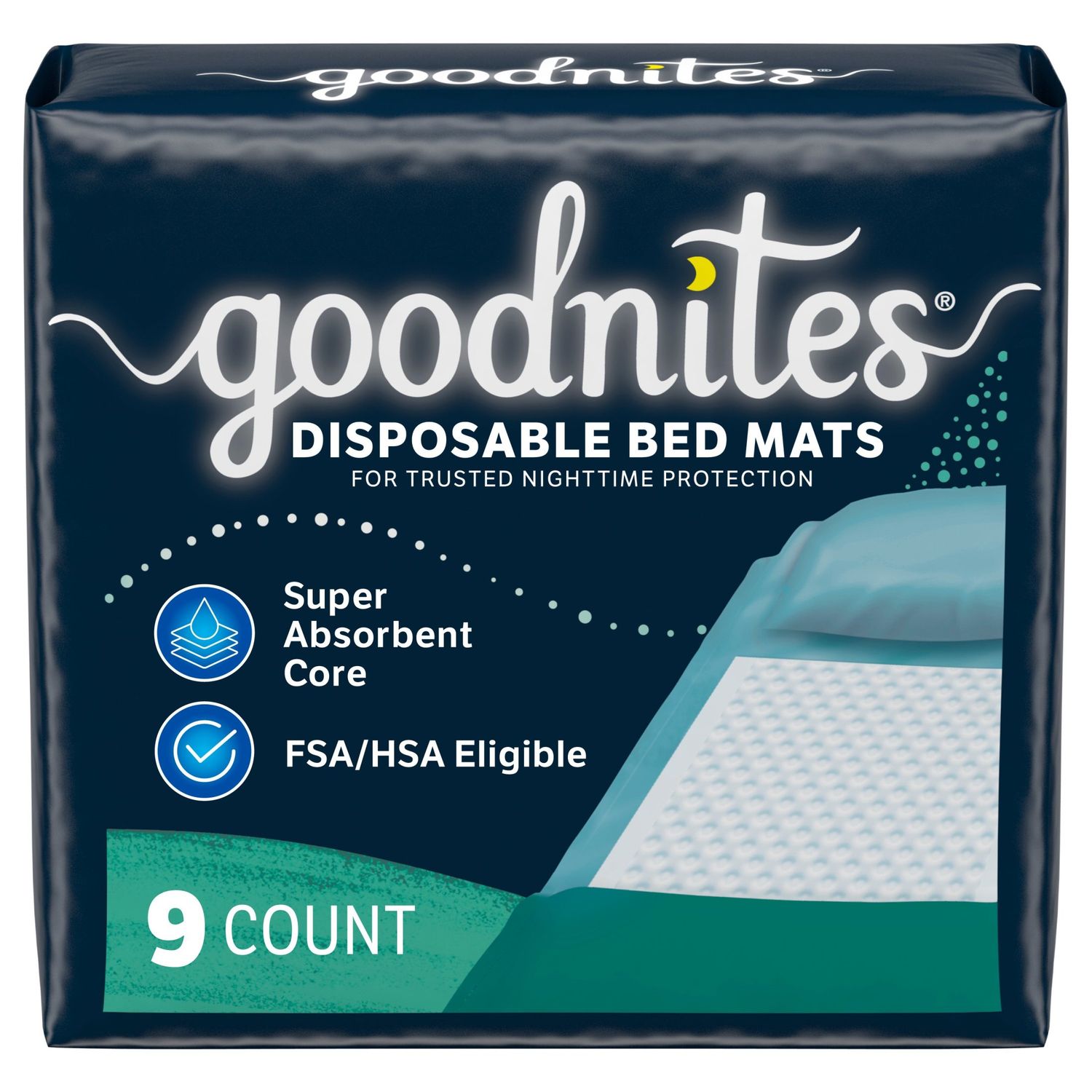 Goodnites Disposable Bed Mats 9 Count NightTime