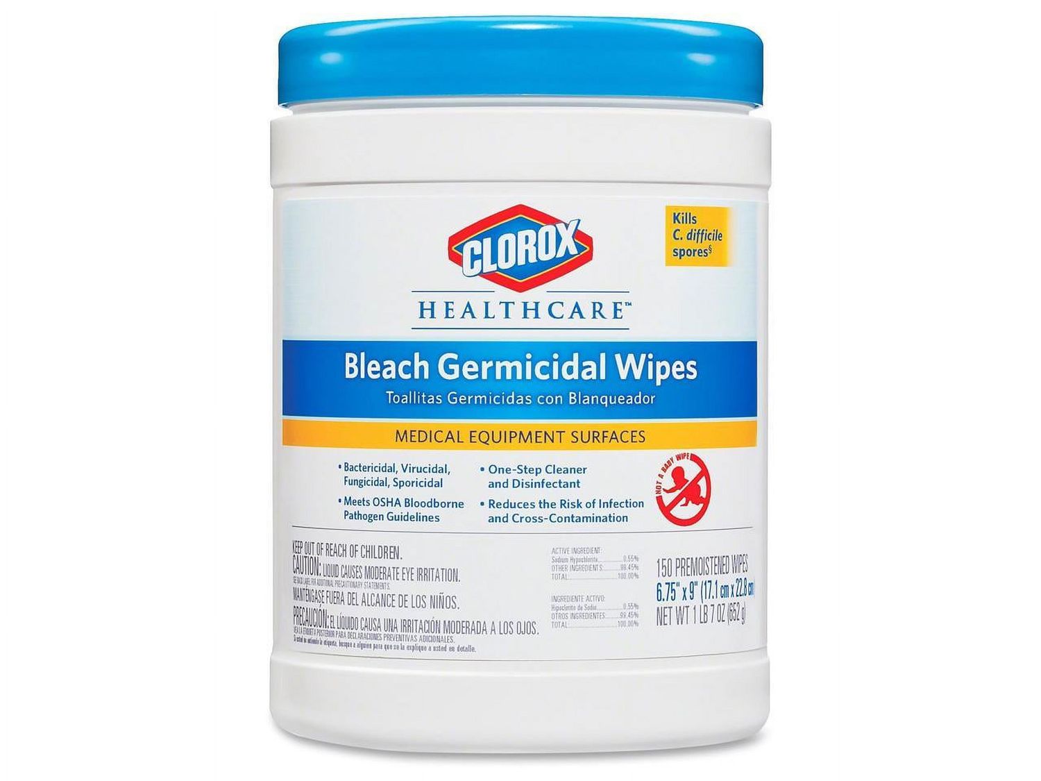 Clorox Healthcare Bleach Germicidal Wipes 150 Count Wipes